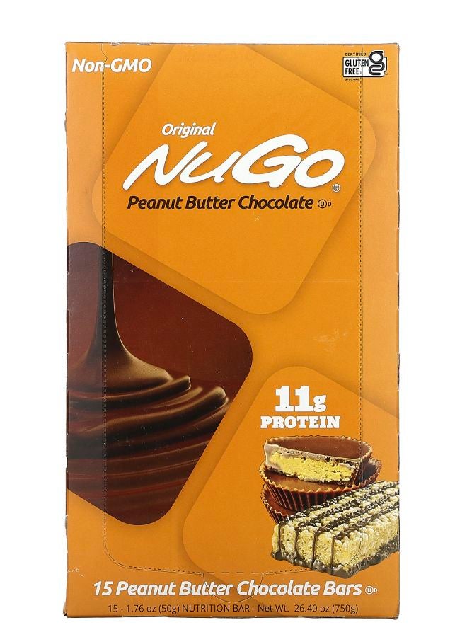 NuGo Original Peanut Butter Chocolate Bars 15 Bars 1.76 oz (50 g) Each