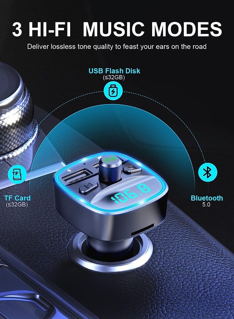 ELTRAZONE FM Transmitter, Bluetooth Music, Wireless Wireless Radio Adapter Car Kit with Dual USB Charging Car Charger MP3 Support U Disk/TF Card - Image 2