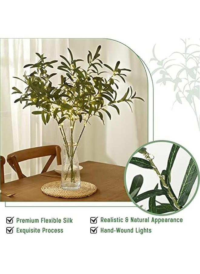 Generic 5pcs 29'' Olive Branches for Vases with Battery Operated Lights, Lighted Olive Tree Branches with Timer, Artificial Greenery Stems Decor for Centerpieces Flower Arrangements Vases  - Image 3