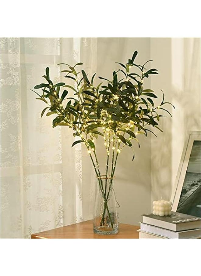 Generic 5pcs 29'' Olive Branches for Vases with Battery Operated Lights, Lighted Olive Tree Branches with Timer, Artificial Greenery Stems Decor for Centerpieces Flower Arrangements Vases  - Image 4