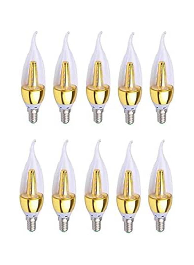 Candle 5 Watt White Light Gold Base (Set Of 10 Pieces)