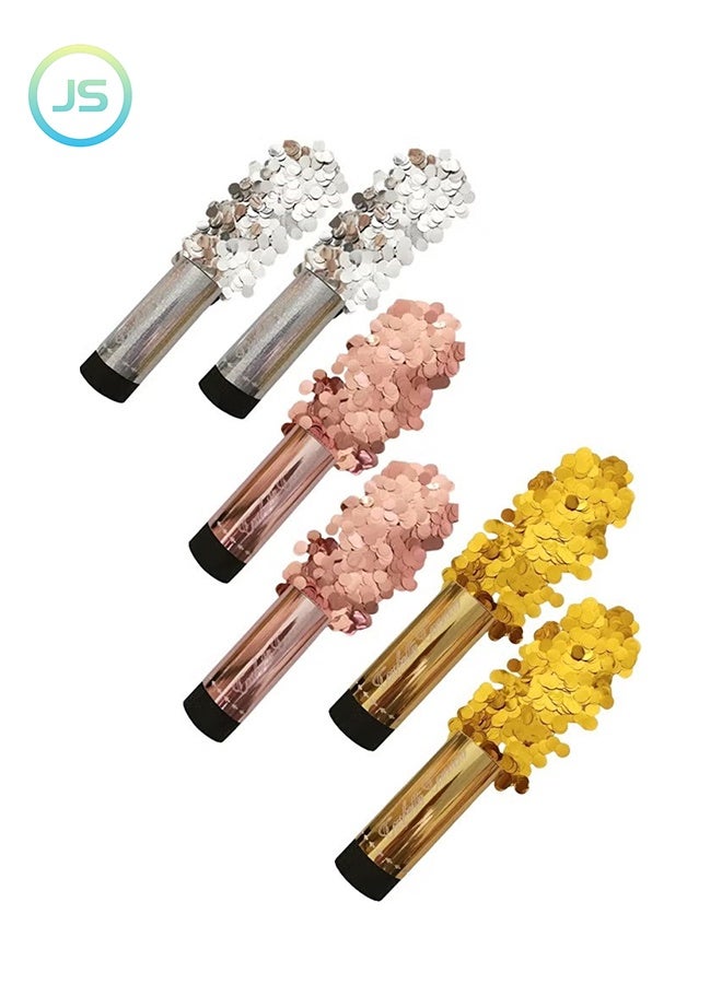 JS 6 Piece Party Confetti Poppers, Confetti Poppers Cannons for Wedding, Birthday, Graduation, New Year's, Kids Fun Party Supplies, Decorations and Favors - Image 1