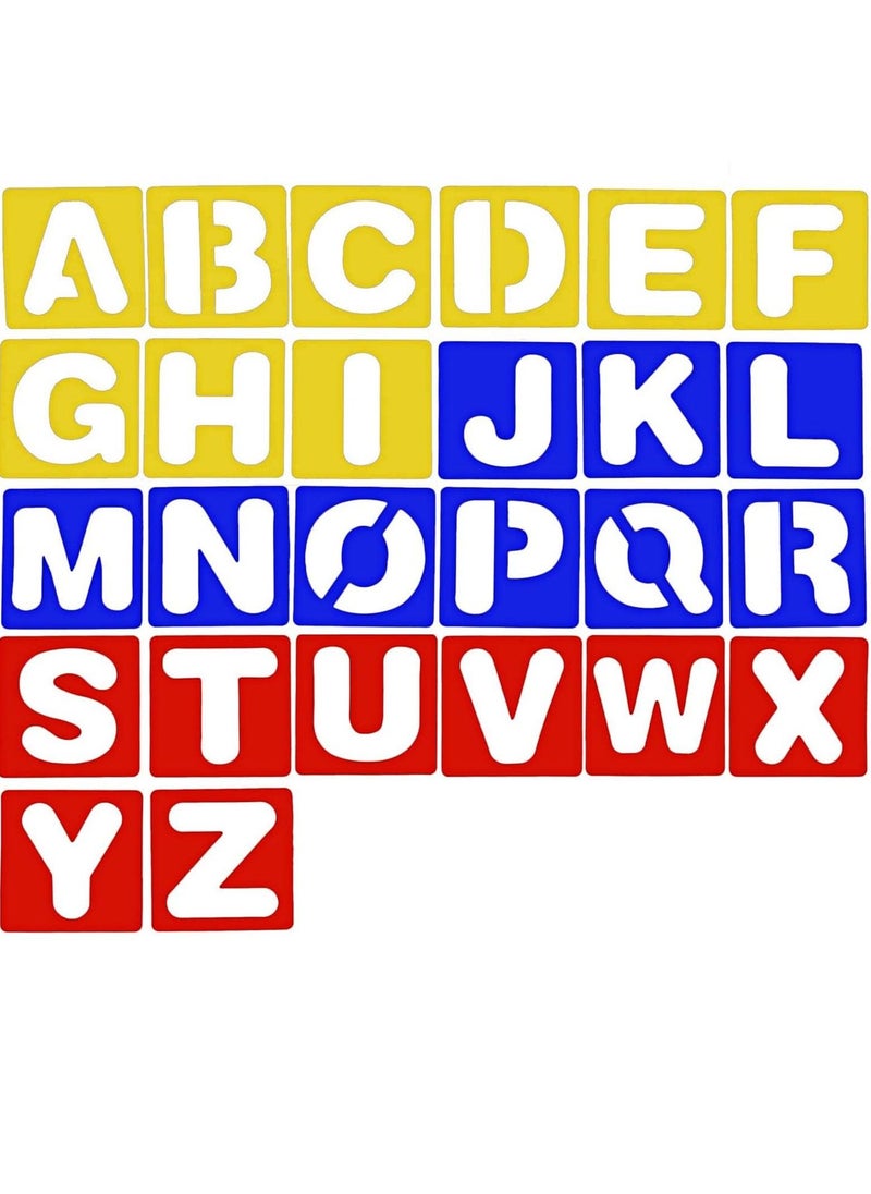 Y&D - 26 Pieces Alphabet Stencils Set Plastic Letter for Painting Learning, DIY Craft Decoration,for Toddlers Preschooler Learning Tool (3 x 3 Inches) - Image 1