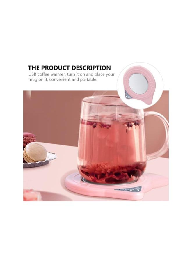 WYBOT - Coffee coffee mug heater Mug Warmer For Desk Cat Shape Usb Heating Cup Plate Coffee Mug Warmer Electric Beverage Tea Warmer Heated Coaster For Desk Office Home mug heater Pink electric mug warmer - Image 1