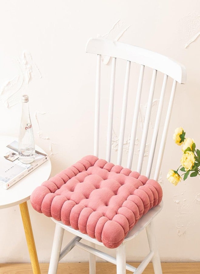 vctops Velvet Chair Pad Seat Cushion Solid Color Square Seat Pad Indoor Floor Cushion Super Soft Warm Chair Cushion Pad for Home Kitchen Dining Room Office (Pink,16"x16") - Image 1