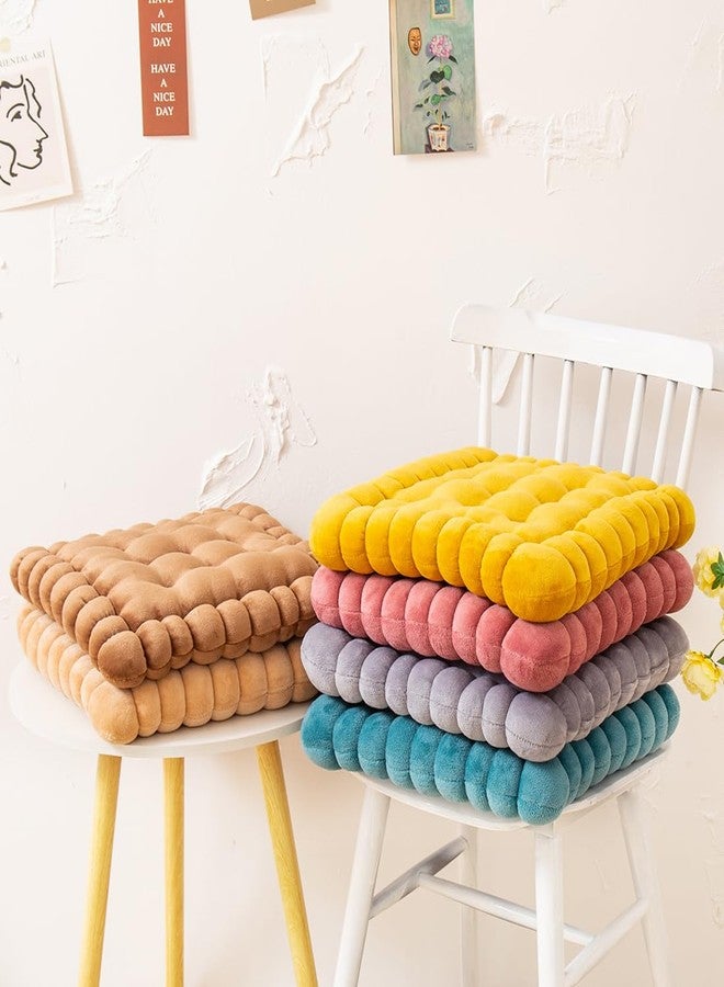 vctops Velvet Chair Pad Seat Cushion Solid Color Square Seat Pad Indoor Floor Cushion Super Soft Warm Chair Cushion Pad for Home Kitchen Dining Room Office (Pink,16"x16") - Image 2