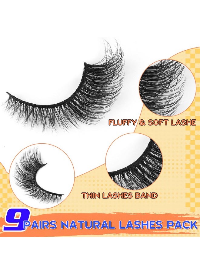 Zegaine - Natural Lashes Cat Eye Fluffy False Eyelashes Wispy Mink Lashes That Look Like Extensions Fox Eye Lashes 9 Pairs By Zegaine - Image 1