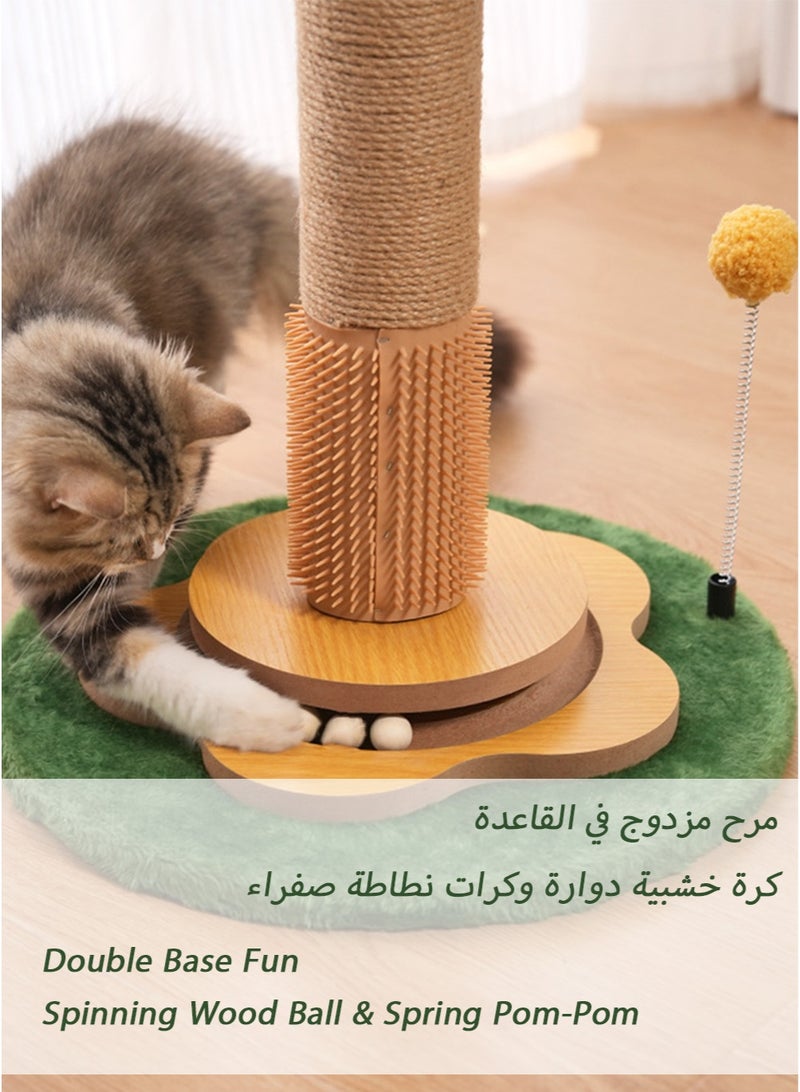 Orange Tree Cat Tower & Scratching Post - Realistic Foliage with Orange Pom-Poms | Premium Thick Sisal | Spinning Base Toy & Spring Ball | Built-In Groomer | Decorative Design for Saudi Indoor - Image 4