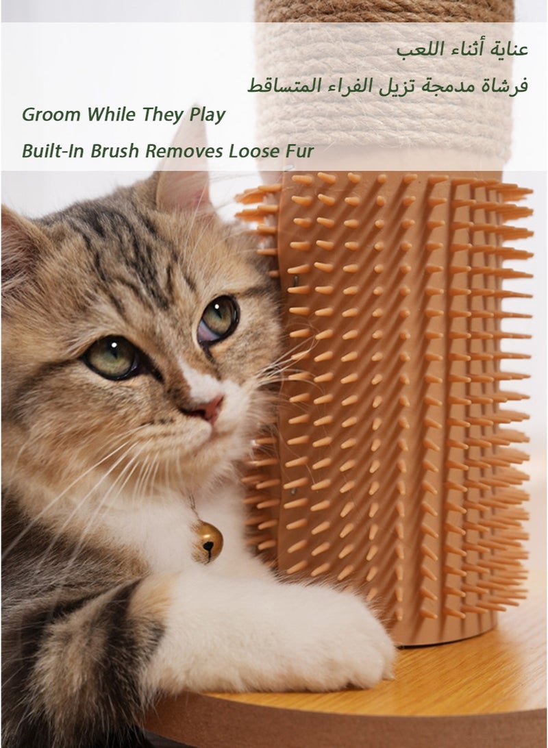 Orange Tree Cat Tower & Scratching Post - Realistic Foliage with Orange Pom-Poms | Premium Thick Sisal | Spinning Base Toy & Spring Ball | Built-In Groomer | Decorative Design for Saudi Indoor - Image 5