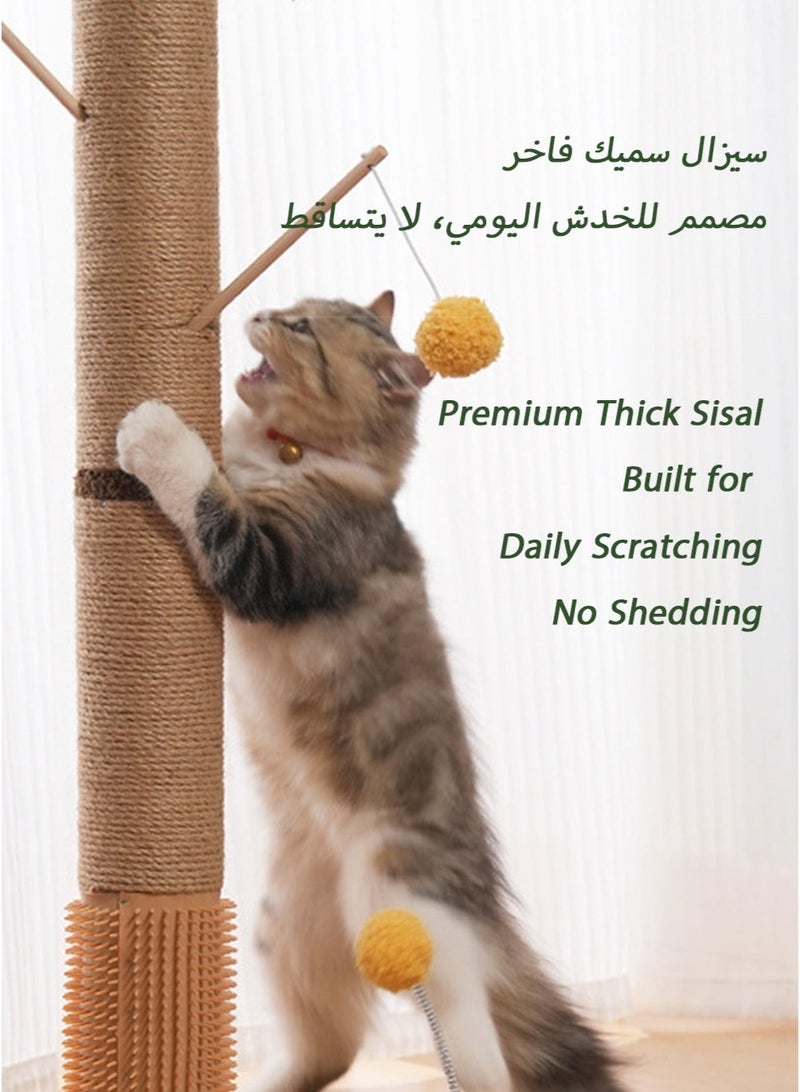 Orange Tree Cat Tower & Scratching Post - Realistic Foliage with Orange Pom-Poms | Premium Thick Sisal | Spinning Base Toy & Spring Ball | Built-In Groomer | Decorative Design for Saudi Indoor - Image 2