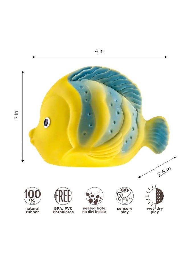 CaaOcho Pure Natural Rubber Bath Toy - La The Butterfly Fish Baby Toy - Hole Free Bath Toys, BPA Free Bath Toys for Infants, Without Holes Sealed Natural Rubber Baby Toy - Image 3