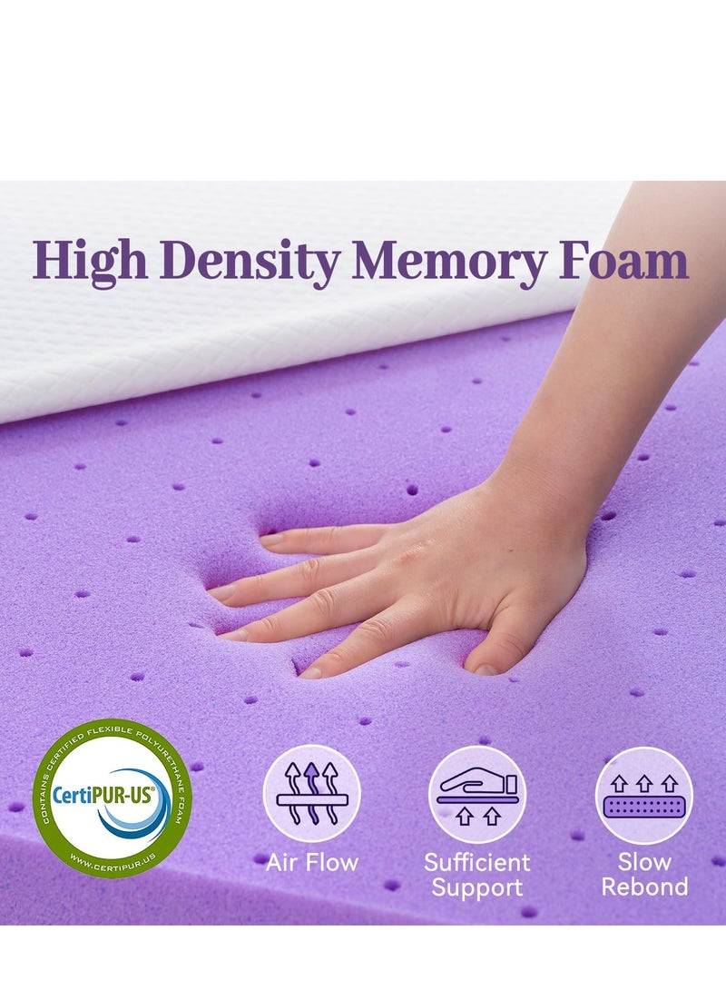 SINWEEK 2 Inch Gel Memory Foam Mattress Topper Twin Size, Ventilated High Density Pad for Back Pain, Bed Topper with Removable Soft Cover, CertiPUR-US Certified - Image 3