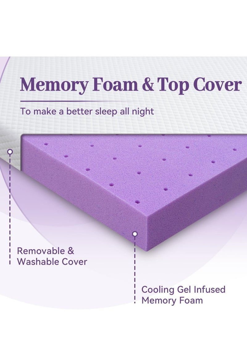 SINWEEK 2 Inch Gel Memory Foam Mattress Topper Twin Size, Ventilated High Density Pad for Back Pain, Bed Topper with Removable Soft Cover, CertiPUR-US Certified - Image 4