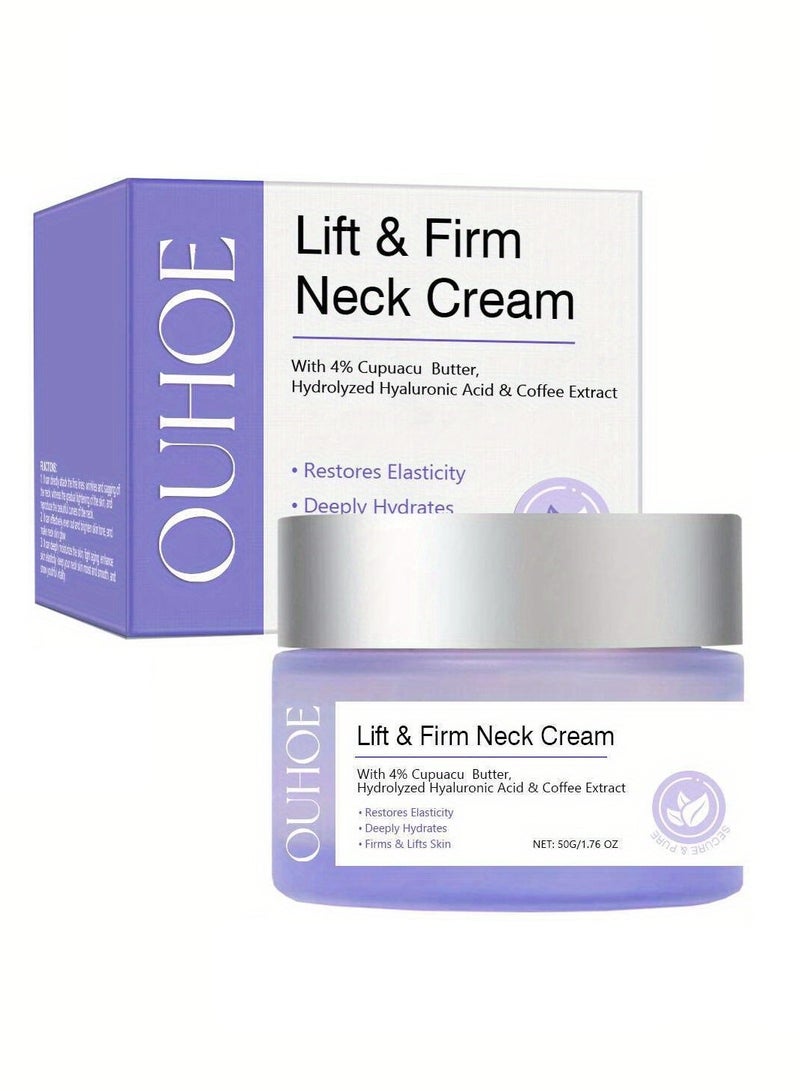 Lift & Firm Neck Cream 50g Neck Firming And Lifting Cream with 4% Cupuacu Butter Hydrolyzed Hyaluronic Acid & Caffeine Deeply Hydrates Moisturize & Smooths Reduce Sagging & Wrinkles