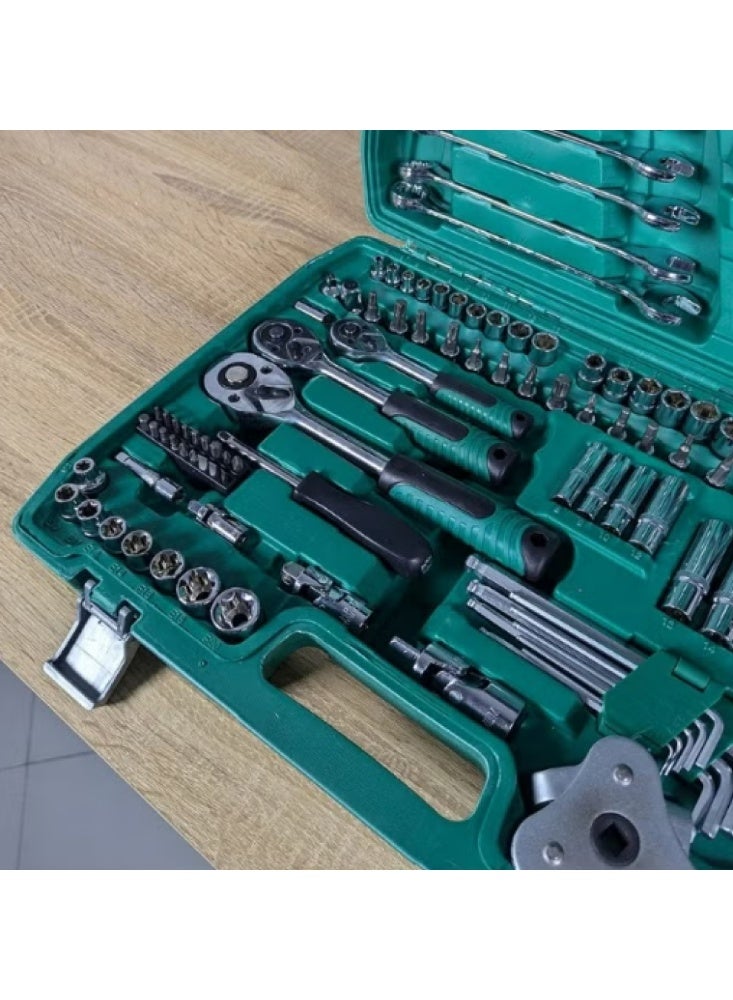 دينكس مجموعة أدوات إصلاح السيارات الميكانيكية - مجموعة كاملة من 121 قطعة تتضمن رؤوس المقبس والمفاتيح ومفكات البراغي والأدوات متعددة الوظائف، مقاومة للصدأ ومعالجة بالحرارة لمزيد من المتانة، حقيبة حمل منظمة وقابلة للحمل، مثالية للسيارات والدراجات النارية - Image 2