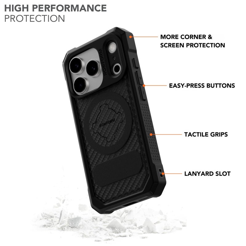 Rokform Rugged Case Compatible with iPhone 17 Pro, Magnetic Cover (Black) - Image 2