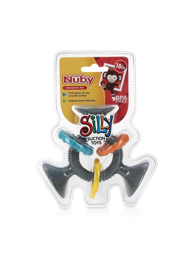 Nuby Nuby Silly Three Prong Interactive Suction Toy with Colorful Rings, Gray  - Image 4