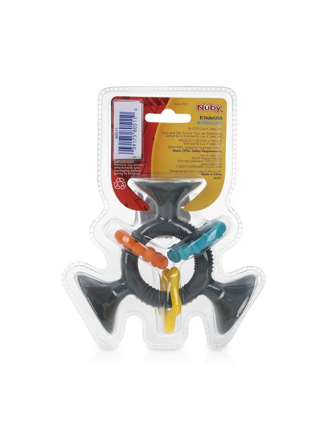 Nuby Nuby Silly Three Prong Interactive Suction Toy with Colorful Rings, Gray  - Image 5