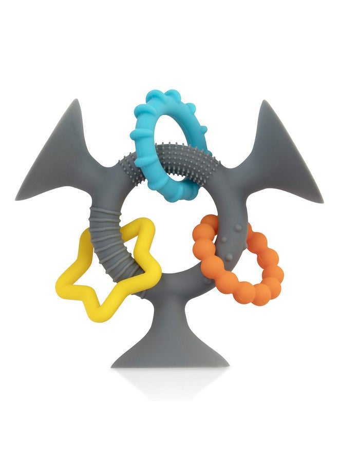 Nuby Nuby Silly Three Prong Interactive Suction Toy with Colorful Rings, Gray  - Image 1