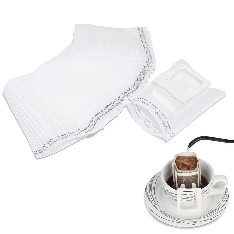 100 Pack Portable Single Serve Food Grade Disposable Hanging Ear Drip Filter Bag Coffee Filter Bag Perfect for Travel Camping Home Office