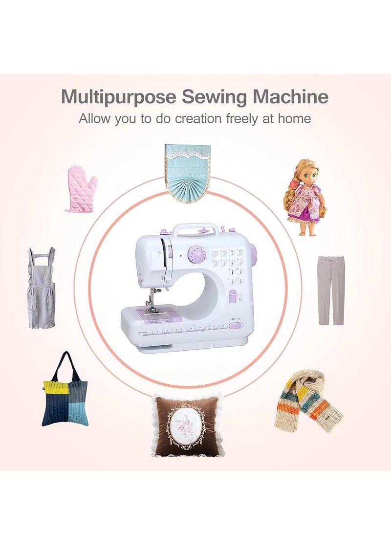 12-Stitch Electric Sewing Machine with Extension Table - Double Line and Double Speed - Portable Multifunctional Sewing Machine for Beginners and Kids