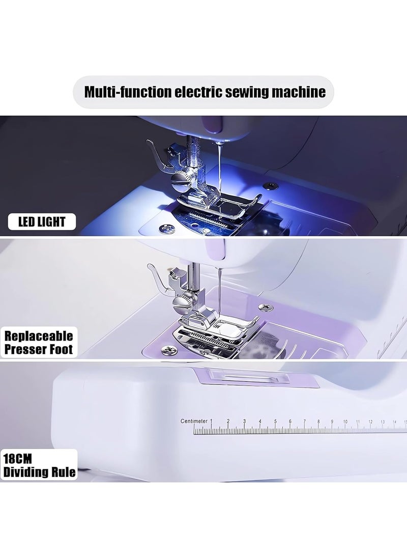 12-Stitch Electric Sewing Machine with Extension Table - Double Line and Double Speed - Portable Multifunctional Sewing Machine for Beginners and Kids