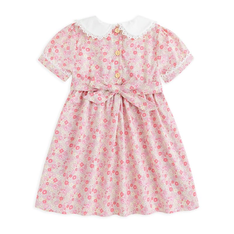 Curipeer Toddler Girl Dress Summer Floral Smocked Dresses for Girls Short Sleeve Playwear Sundress - Image 3