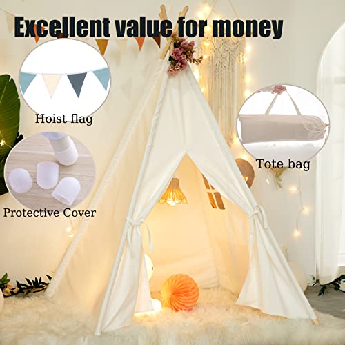 RongFa Teepee Tent for KidsPortable Children Play Tent Indoor Outdoor White - Image 5
