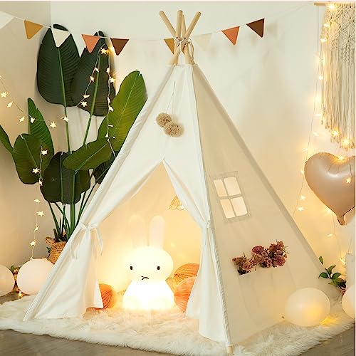 RongFa Teepee Tent for KidsPortable Children Play Tent Indoor Outdoor White - Image 1