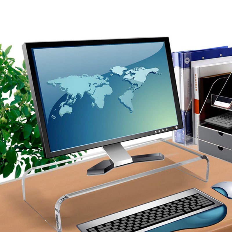 Acrylic Monitor Riser Stand 40x20x10cm with Keyboard Storage Desk Organizer - Image 5