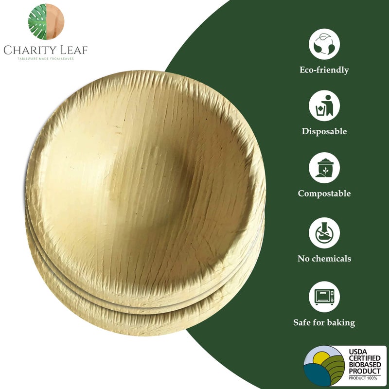 Charity Leaf ورقة الخيرية التي يمكن التخلص منها ورقة النخيل 2.5 "" جولة صغيرة وعاء (100 pcs) الأوعية الغمس | الخيزران مثل | كل طبيعية وقابلة للتحلل | لوحات الشواء والحفلات charcuterie - Image 2
