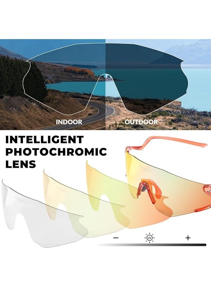 ROCKBROS Photochromic Cycling Glasses for Men Women, 24g Unique Temples & Raised Frame, UV400 Bike  Glasses - Image 3