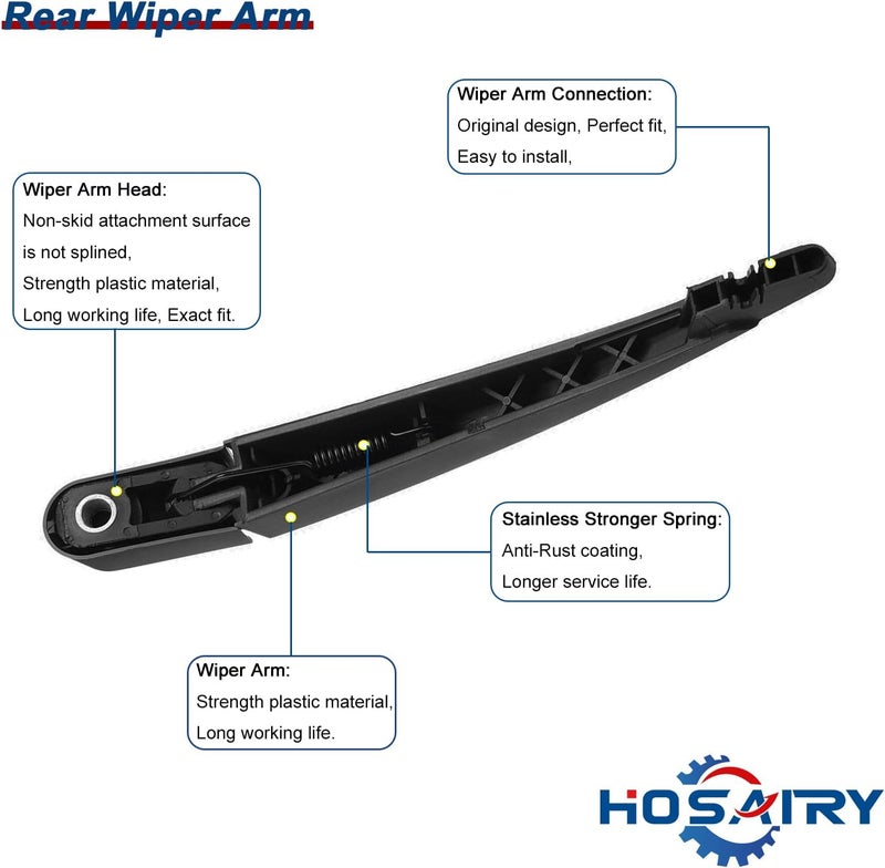 HOSAIRY Rear Wiper Arm Blade Set for Ford, Mazda, Mercury, and Lincoln Vehicles - Image 3