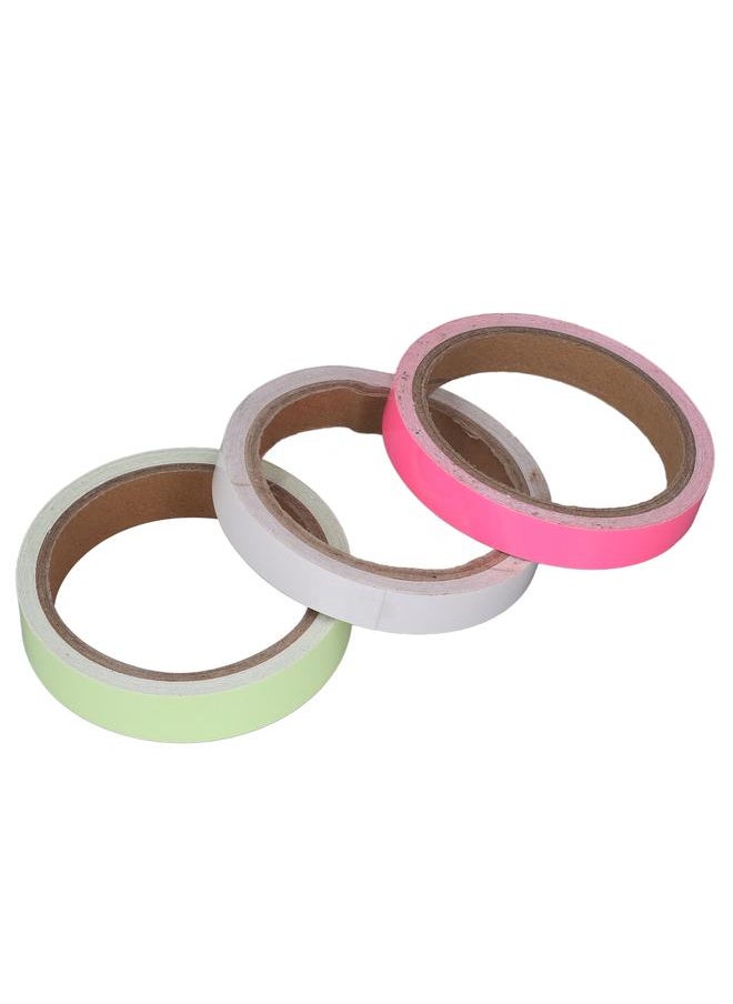 Thoraya 3pcs 16.4ft Luminous Tape Fluorescent Reflective Green Blue Pink Stage Warning Tape for Night 0.8in  - Image 1