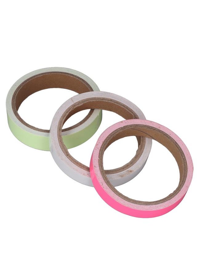 Thoraya 3pcs 16.4ft Luminous Tape Fluorescent Reflective Green Blue Pink Stage Warning Tape for Night 0.8in  - Image 2