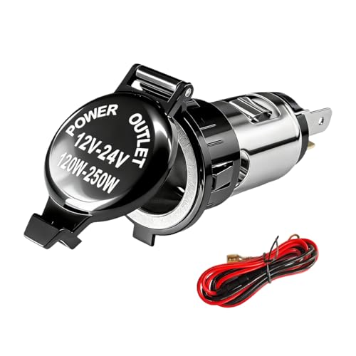 ZNDAW Car Cigarette Lighter Socket 12V24V Female Power Outlet Plug with Cover Wiring Harness Waterproof Cigarette Lighter Receptacle Replacement for Truck Marine Boat - Image 1