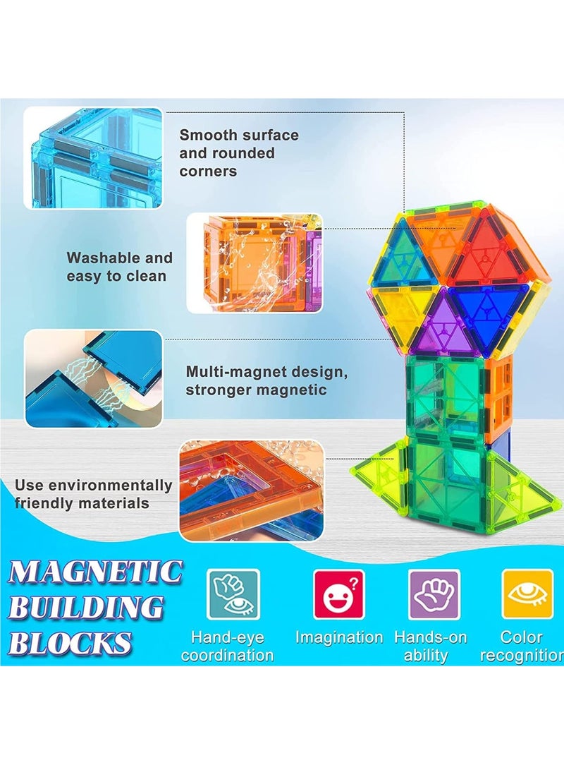 Magnetic Tiles for Kids 100PCS Magnetic Building Blocks Stronger 3D Magnet Building Tiles Set Toys for Boys Girls Educational Birthday Gifts for Kids Toddlers Early Education Pipe Toys - Image 2