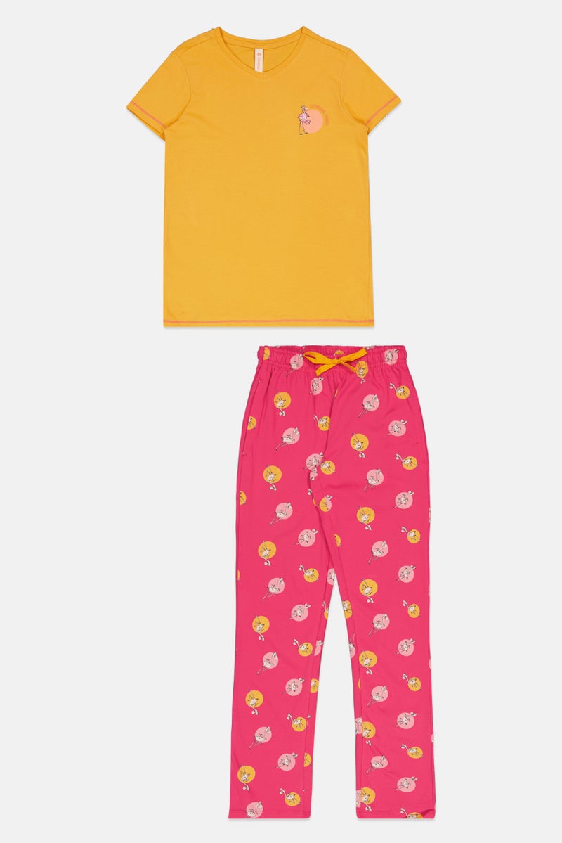 zivame Kids Girl 2Pcs Graphic Print Pyjama Top And Bottom, Multicolor - Image 5