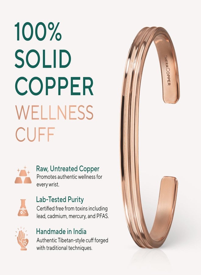 TheraCopper Copper Bracelet for Men & Women - 100% Pure Copper Bracelets - Raw, Solid & Uncoated Authentic Handmade Tibetan Bracelet Cuff Bangles, Adjustable, Copper, no gemstone - Image 2
