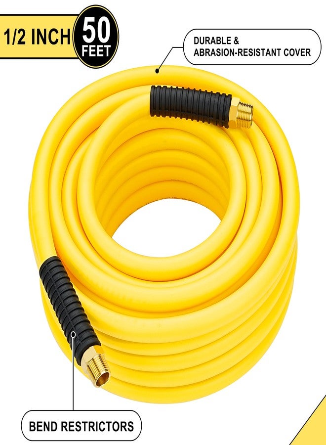 HOOTSUM 1/2"x 50 ft Hybrid Air Hose with 1/2 Inch MNPT Ends and 3 Piece 1/2" Air Hose Fittings, Air Coupler and Plus - Image 3