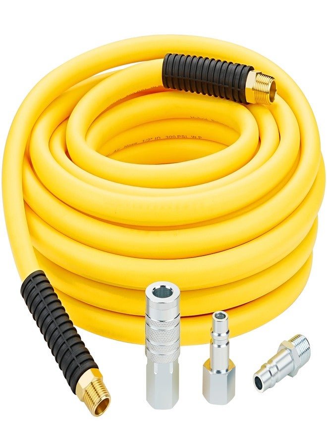 HOOTSUM 1/2"x 50 ft Hybrid Air Hose with 1/2 Inch MNPT Ends and 3 Piece 1/2" Air Hose Fittings, Air Coupler and Plus - Image 1
