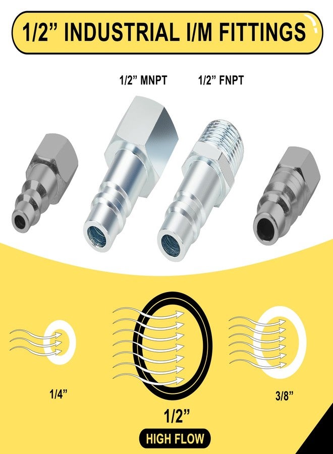 HOOTSUM 1/2"x 50 ft Hybrid Air Hose with 1/2 Inch MNPT Ends and 3 Piece 1/2" Air Hose Fittings, Air Coupler and Plus - Image 5
