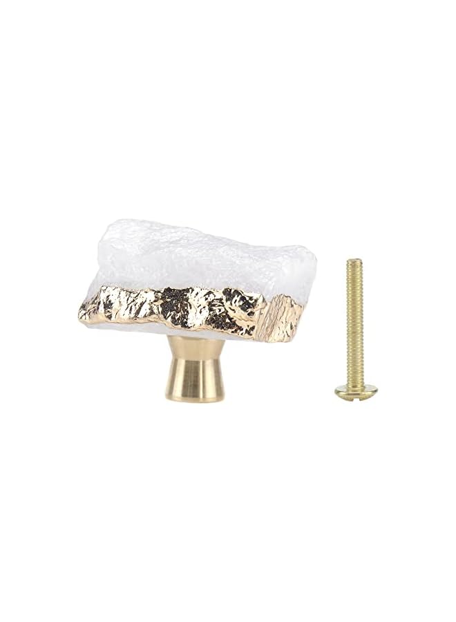 The Bros 2 PCS Cabinet Knobs Pulls Crystal Slice Stone Handles for Drawer, Closet, Cupboard Handles (White) - Image 4