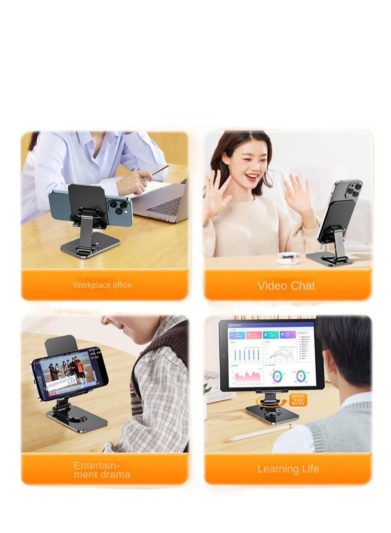 Universal 360° Rotation Full Metal Foldable Stand for Phones and Tablets - Strong Carbon Steel, AR Damping Axle, Non-slip Base - Portable and Durable Tech Accessory - Image 2