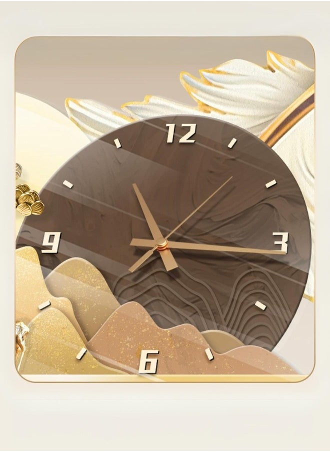 Elegant feather design lighted wall clock and plaque with luxury clock and LED lighting