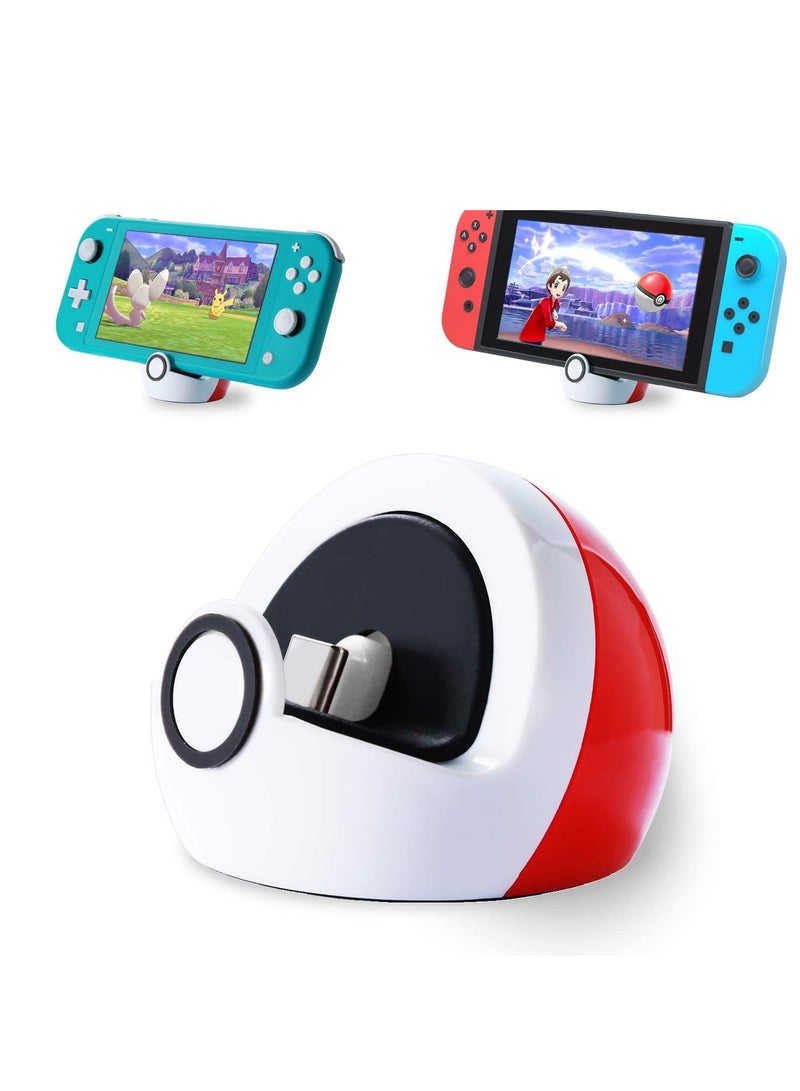 Charging Stand Compatible With Switch And Switch Lite/Switch OLED, Type-C Port Charge Dock Station No Projection, Mini Compact Portable White  Red - Image 1