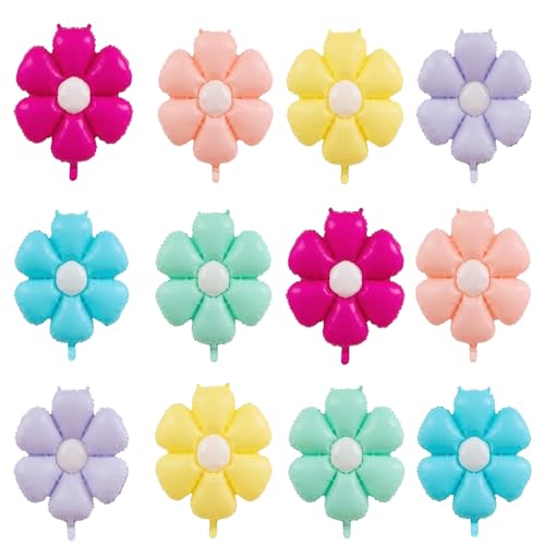 BIEUFBJI 12 Pcs Daisy Balloons, Colorful Daisy Flower Balloons Flower Theme Party Supplies Flower Aluminum Foil Balloons For Birthday Wedding Baby Shower Decor - Image 5
