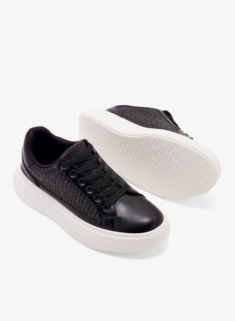 Ginger Raffia Detail Casual Sneakers - Image 3