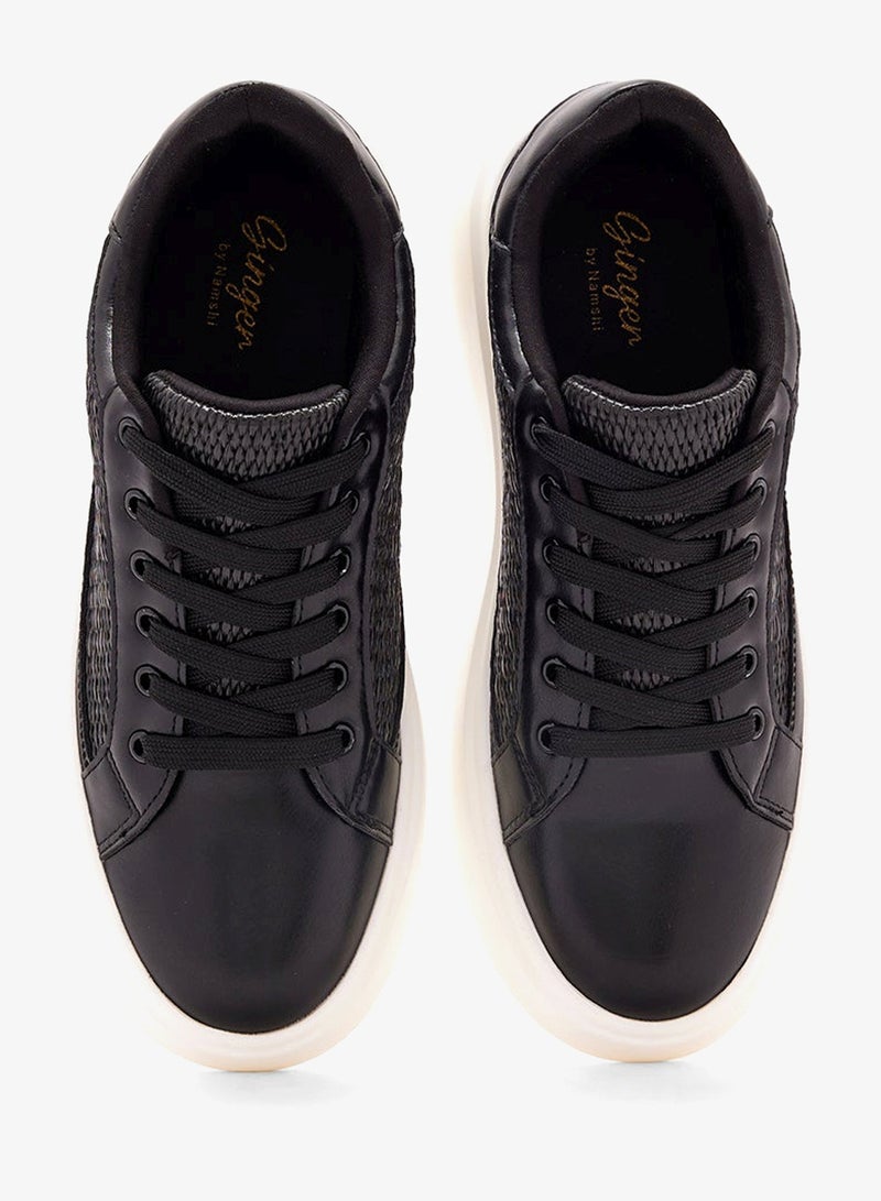 Ginger Raffia Detail Casual Sneakers - Image 4