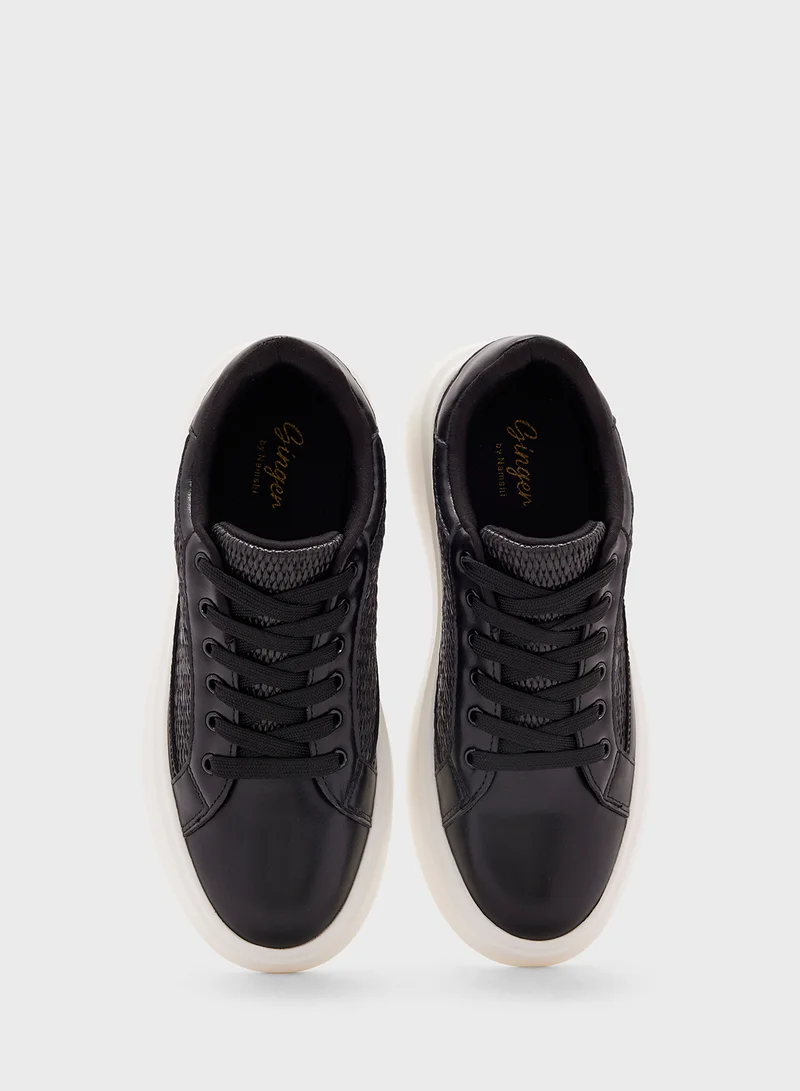 Ginger Raffia Detail Casual Sneakers